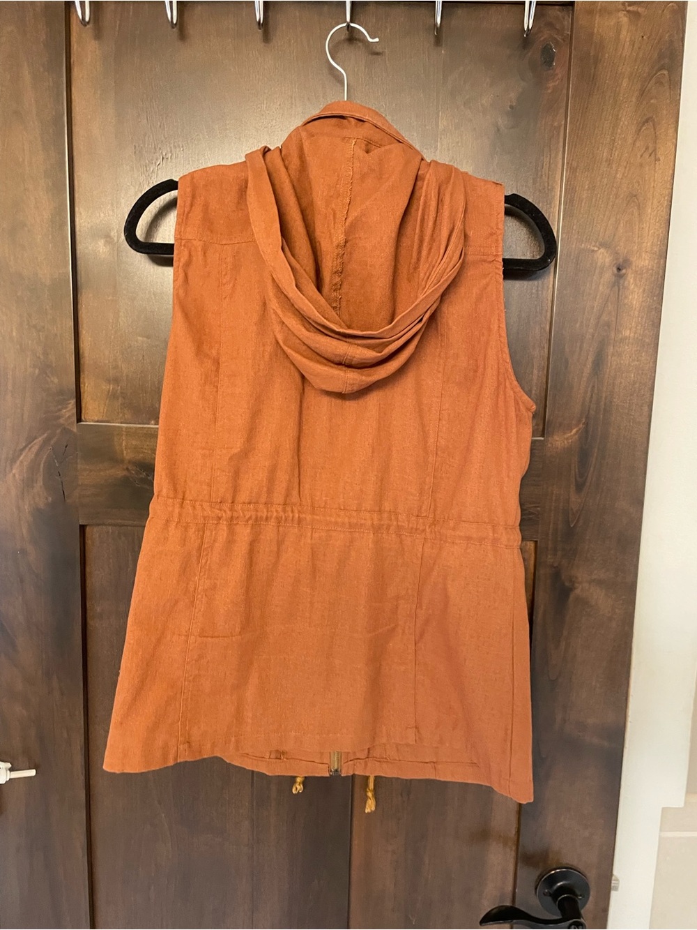 SD Collection Rust Orange Utility Vest with Drawstring - Picture 2 of 3